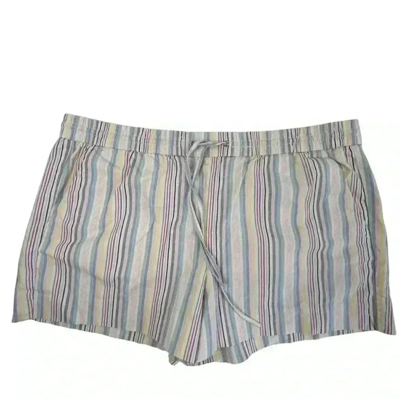 Loft Women's Striped Shorts Size L Multicolor Casual Elastic Waist - Picture 1 of 8